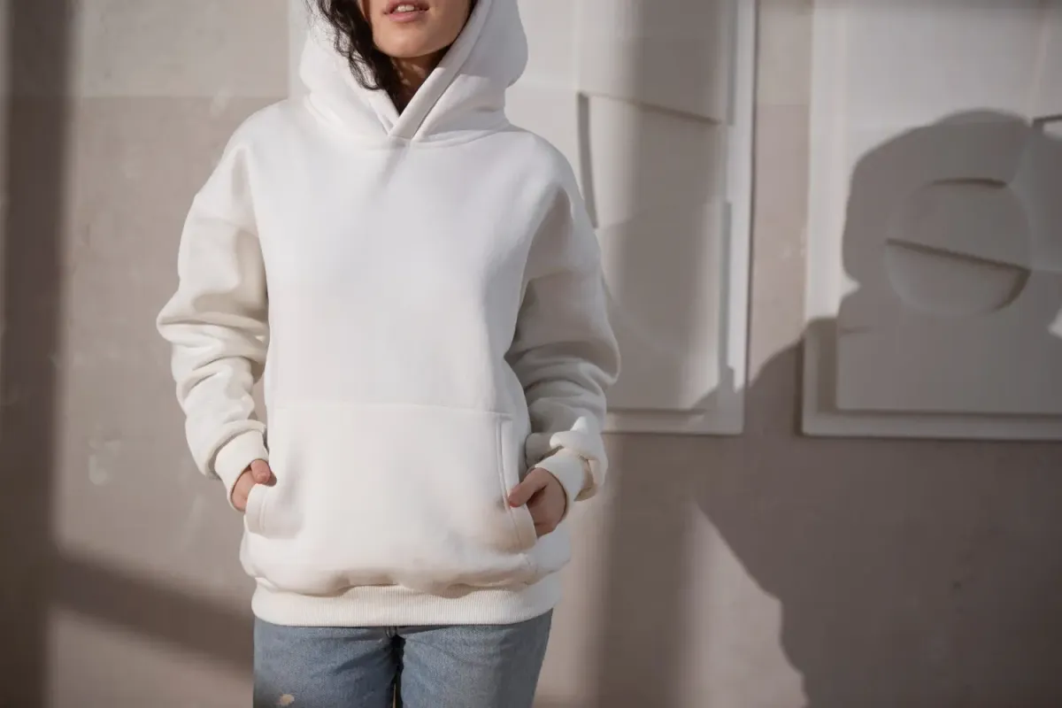 Fashion Crafting Chronicles: Your Journey into DIY Elegance front view young woman wearing white hoodie